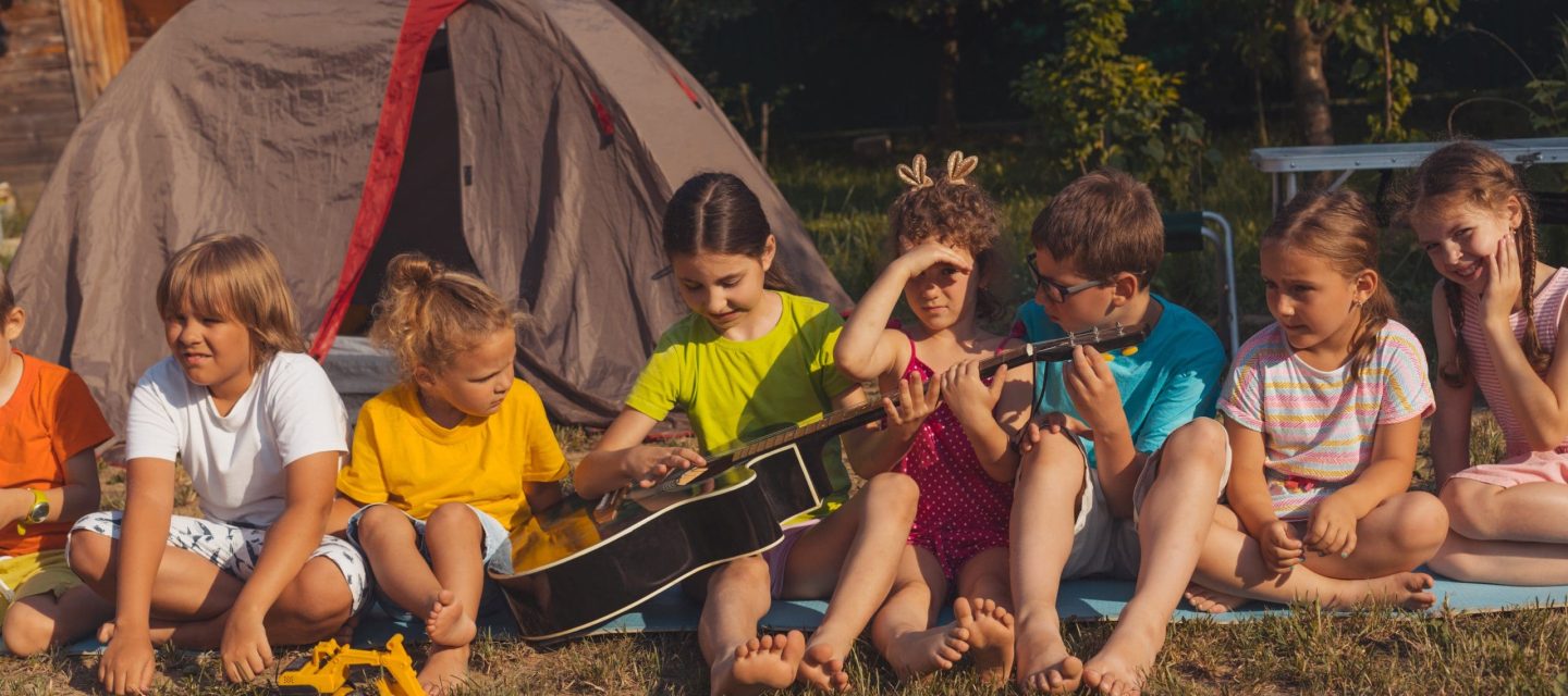 children’s party in the backyard in the summer